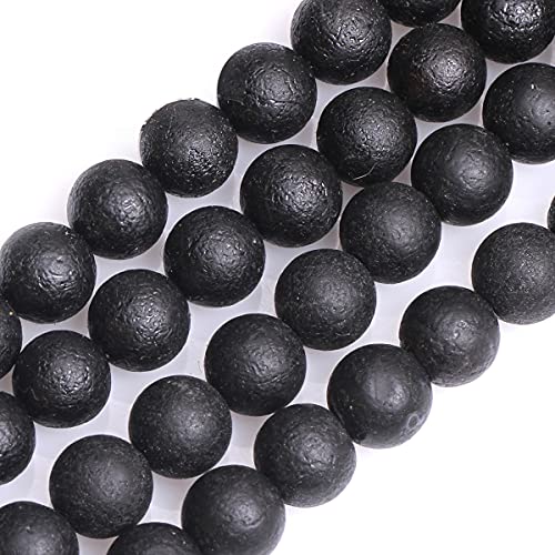 GEM-Inside schwarze Frost-Abstandshalter, Achat, Edelstein, lose Perlen, natürliche Energie, Power-Perlen für Schmuckherstellung, 10 mm, rund, 38,1 cm von ADSUBHSJFAKK