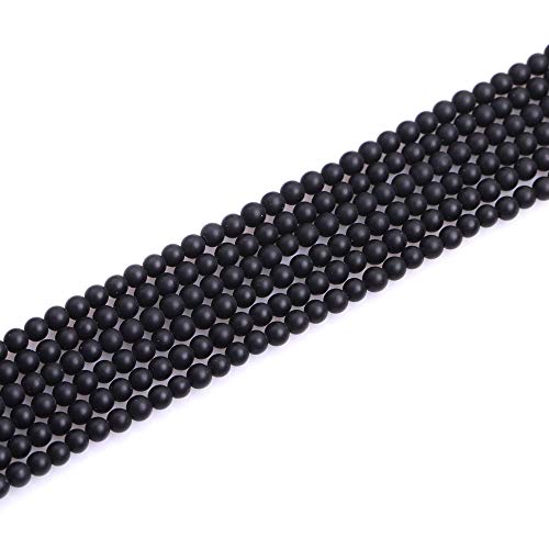 GEM-Inside schwarze Frost-Abstandshalter, Achat, Edelstein, lose Perlen, natürliche Energie, Power-Perlen für Schmuckherstellung, 4 mm, rund, 38,1 cm von ADSUBHSJFAKK