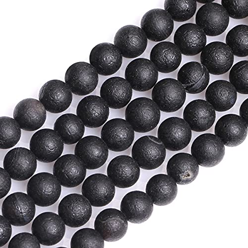 GEM-Inside schwarze Frost-Abstandshalter, Achat, Edelstein, lose Perlen, natürliche Energie, Power-Perlen für Schmuckherstellung, 8 mm, rund, 38,1 cm von ADSUBHSJFAKK