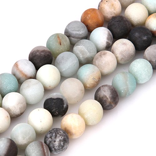 GEM-insid Amazonit-Edelsteine, lose Perlen, natürliche Energieperlen, für Schmuckherstellung, 8 mm, rund, Frost, 38,1 cm von ADSUBHSJFAKK