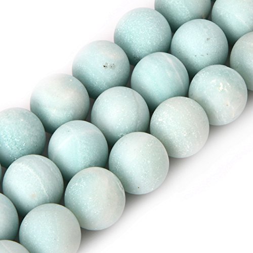 GEM-insid Frost-Amazonit-Edelstein, lose Perlen, natürliche Energie, Power-Perlen für Schmuckherstellung, 12 mm, rund, 38,1 cm von ADSUBHSJFAKK
