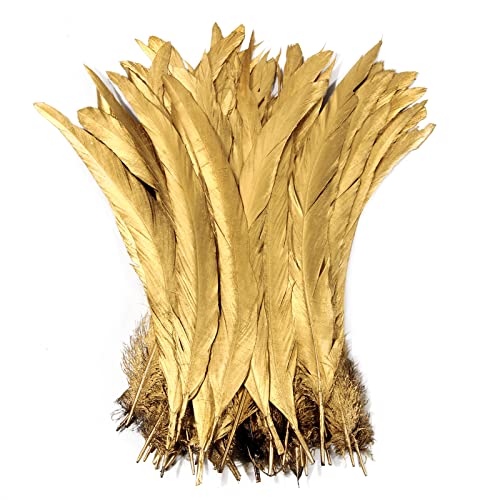 Hahn-Schwanzfedern, Großpackung, natürlich, 35–40 cm, zum Basteln, für Hochzeit, Gras, Maskerade, Party, Aufführungen, DIY-Dekoration, Hahnschwanzfedern, Gold, 50 Stück Hahn-Schwanzfedern, Großpackung, natürlich, 35–40 cm, zum Basteln, für Hochzeit, Gras, Maskerade, Party, Aufführungen, DIY-Dekoration, Hahnschwanzfedern, Gold, 50 Stück von ADSUBHSJFAKK