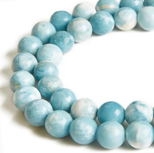 Larimar-Perlen, natürliche Edelsteinperlen, rund, lose Perlen zum Basteln und zur Schmuckherstellung, 8 mm, 100 Stück von ADSUBHSJFAKK