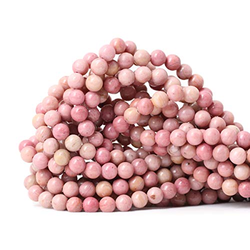 Natürliche Rhodochrosit-Edelsteine, glatt, rund, lose Perlen für Schmuckherstellung, DIY, 1 Strang, 38,1 cm, 60 Stück von ADSUBHSJFAKK
