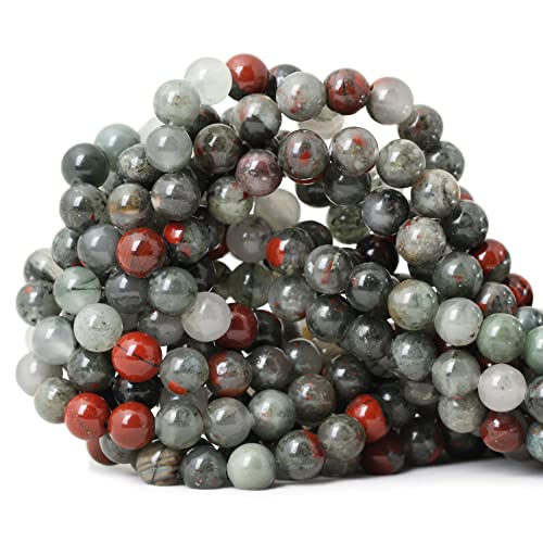 Natürliche afrikanische Blutstein-Edelsteine, glatte Oberfläche, runde lose Perlen für Schmuckherstellung, 8 mm, 45 Stück, 1 Strang, 38,1 cm von ADSUBHSJFAKK