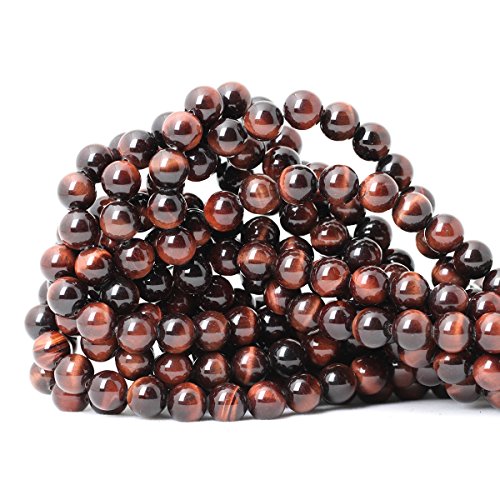 Natürliche rote Tigerauge-Edelsteine, rund, lose Perlen für Schmuckherstellung, DIY, 1 Strang, 38,1 cm, 45 Stück von ADSUBHSJFAKK