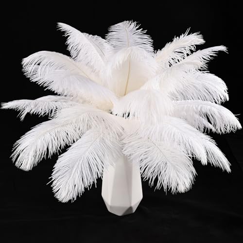 Straußenfedern, natürlich, 40 cm - 45 cm, für Hochzeit, Party, Tafelaufsatz, Ostern, Gatsby und Heimdekoration, Straußenfedern, 12 Stück Straußenfedern, natürlich, 40 cm - 45 cm, für Hochzeit, Party, Tafelaufsatz, Ostern, Gatsby und Heimdekoration, Straußenfedern, 12 Stück von ADSUBHSJFAKK