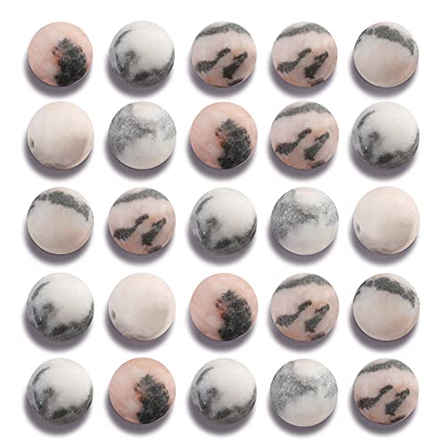 Zebra-Jaspisperlen, rund, lose Edelsteinperlen für Schmuckherstellung, 10 mm, 10 mm, mit Kristall-Stretchkordel, 100 Stück von ADSUBHSJFAKK