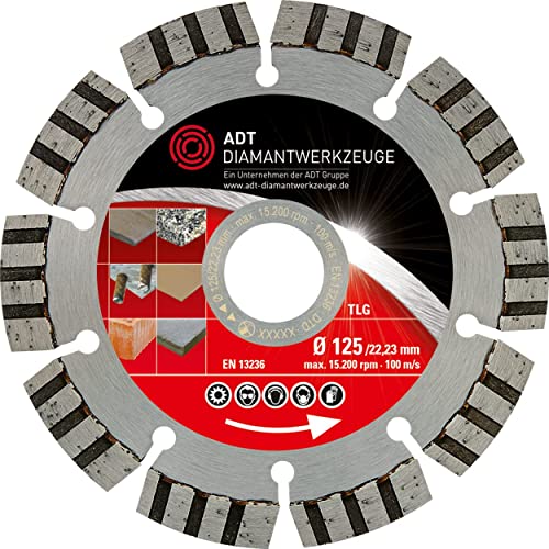 ADT DIAMANTWERKZEUGE | Diamanttrennscheibe TLG Premium für Stahlbeton, Stein und Granit | Ø 125/22,23 mm ADT DIAMANTWERKZEUGE | Diamanttrennscheibe TLG Premium für Stahlbeton, Stein und Granit | Ø 125/22,23 mm von ADT DIAMANTWERKZEUGE Ein Unternehmen der ADT Group
