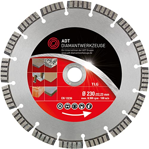 ADT DIAMANTWERKZEUGE | Diamanttrennscheibe TLG Premium für Stahlbeton, Stein und Granit | Ø 230/22,23 mm ADT DIAMANTWERKZEUGE | Diamanttrennscheibe TLG Premium für Stahlbeton, Stein und Granit | Ø 230/22,23 mm von ADT DIAMANTWERKZEUGE Ein Unternehmen der ADT Group