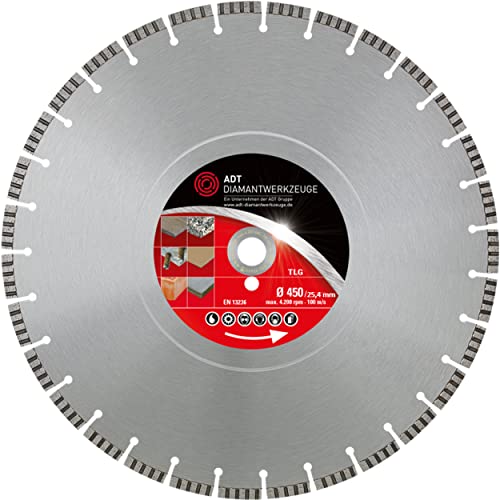 ADT DIAMANTWERKZEUGE | Diamanttrennscheibe TLG Premium für Stahlbeton, Stein und Granit | Ø 450/25,4 mm ADT DIAMANTWERKZEUGE | Diamanttrennscheibe TLG Premium für Stahlbeton, Stein und Granit | Ø 450/25,4 mm von ADT DIAMANTWERKZEUGE Ein Unternehmen der ADT Group
