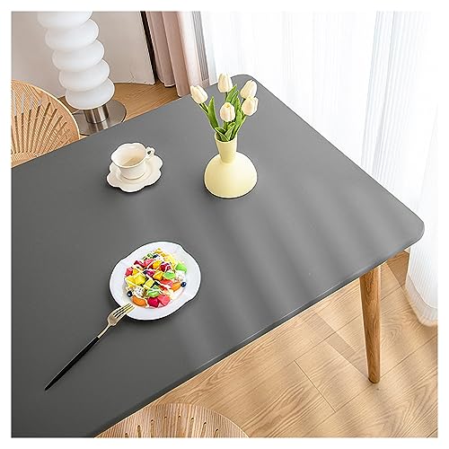 Kunstleder Tischdecke mit Elastischem Rand Rutschfest, PU Leder Esstisch Unterlagen, Leder Tischtuch Wasserdichte Fleckabweisend, Wetterfest Tischauflage Terrassentisch/Gartentisch(90x150cm,Dark Gra von ADTEMP