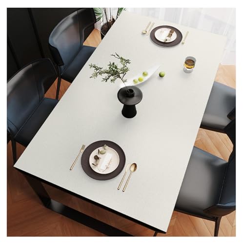 Schutzmatte aus Kunstleder, schmutzabweisend, aus Leder, wasserdicht, rutschfest, große Größe, Esstisch, Tischdecke für Couchtisch, leicht zu reinigen (70 x 120 cm, weiß) von ADTEMP