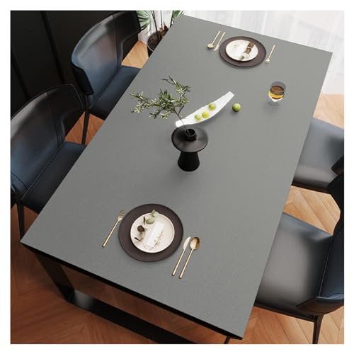 Schutzmatte aus Kunstleder, schmutzabweisend, wasserdicht, rutschfest, große Größe, Esstisch, Tischdecke für Couchtisch, leicht zu reinigen (70 x 140 cm, Grau) von ADTEMP