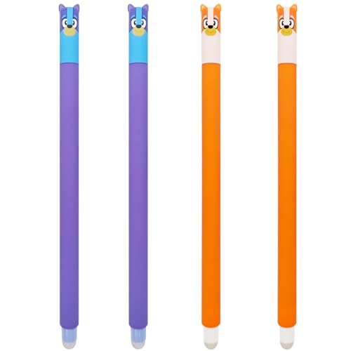 ADYEKSD 2 in 1 Weiche Silikontasche Federmäppchen + Gel-Radierstiften Tierisches Kugelschreiber, Tischstifthalter, mäppchen mit 0.7mm löschbaren (2 blau + 2 orange) von ADYEKSD