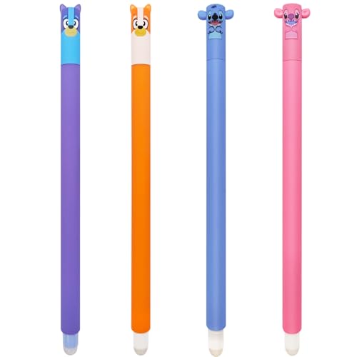 ADYEKSD 2 in 1 Weiche Silikontasche Federmäppchen + Gel-Radierstiften Tierisches Kugelschreiber, Tischstifthalter, mäppchen mit 0.7mm löschbaren (4 radierbare Stifte) von ADYEKSD