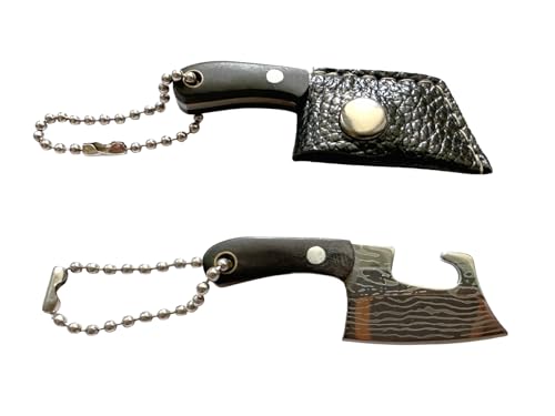 AE-GLAS Flaschenöffner Messer Taschenmesser für Schlüsselanhänger mit Holzgriff und Schutzkappe, Klein aus Edelstahl, Mini Cuttermesser, Paketöffner, Brieföffner, Hobby, Basteln (Schwarz 30-38) von AE-GLAS