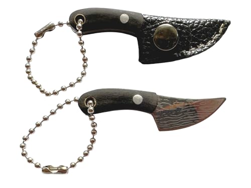 Taschenmesser Messer für Schlüsselanhänger mit Holzgriff und Schutzkappe, Klein aus Edelstahl, Mini Cuttermesser, Paketöffner, Handtasche, Brieföffner, Hobbymesser für Basteln (Schwarz 20-42A) von AE-GLAS