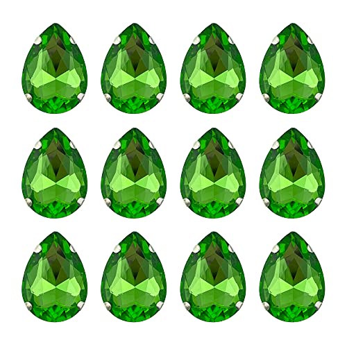 AEAOA 12 Stück Strasssteine zum Aufnähen in Tropfenform, Glaskristall, Strass, Edelsteine, zum Aufnähen auf Diamant mit silbernem Zinkenloch, flache Rückseite, für Bastelarbeiten, Schmuck, Kleidung AEAOA 12 Stück Strasssteine zum Aufnähen in Tropfenform, Glaskristall, Strass, Edelsteine, zum Aufnähen auf Diamant mit silbernem Zinkenloch, flache Rückseite, für Bastelarbeiten, Schmuck, Kleidung von AEAOA