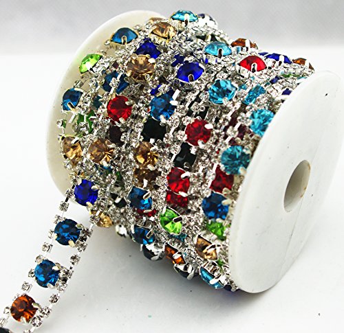 AEAOA Strass-Kette zum Aufnähen, 2 Reihen, 2,5 mm, Regenbogen-Kristalle, Strasssteine, Kostüm-Applikation, Hochzeitstorte, Kuchendekoration, silber, 2.5 mm AEAOA Strass-Kette zum Aufnähen, 2 Reihen, 2,5 mm, Regenbogen-Kristalle, Strasssteine, Kostüm-Applikation, Hochzeitstorte, Kuchendekoration, silber, 2.5 mm von AEAOA
