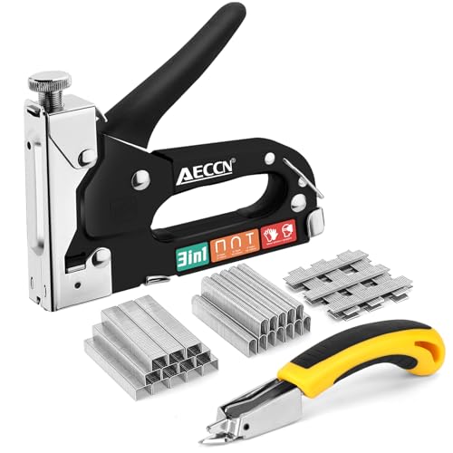 AECCN 3 in 1 Heavy Duty Heftklammern-Nagel-Stahlpistolen-Set mit 2100 Heftklammern, Polsterhefter für Befestigungsmaterial, Dekoration, Tischlerei, Möbel, Türen und Fenster - Schwarz AECCN 3 in 1 Heavy Duty Heftklammern-Nagel-Stahlpistolen-Set mit 2100 Heftklammern, Polsterhefter für Befestigungsmaterial, Dekoration, Tischlerei, Möbel, Türen und Fenster - Schwarz von AECCN