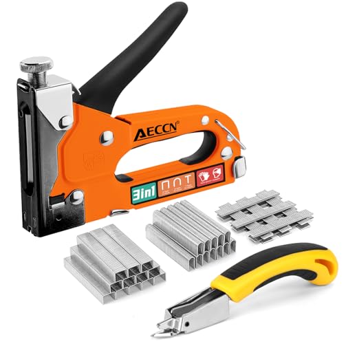 AECCN 3-in-1 Schwerlast-Heftklammern-Set aus Stahl mit 2100 Heftklammern, Polsterhefter für Befestigungsmaterial, Dekoration, Tischlerei, Möbel, Türen und Fenster – Orange AECCN 3-in-1 Schwerlast-Heftklammern-Set aus Stahl mit 2100 Heftklammern, Polsterhefter für Befestigungsmaterial, Dekoration, Tischlerei, Möbel, Türen und Fenster – Orange von AECCN