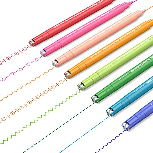 AECHY 8 Bunte Doppelspitze-Filzstifte, 8 Farben, 5 Kurventypen – Marker mit gebogener Rollspitze & 0,4 mm Fineliner für Journaling, Bullet Journal, Scrapbooking & kreative Notizen AECHY 8 Bunte Doppelspitze-Filzstifte, 8 Farben, 5 Kurventypen – Marker mit gebogener Rollspitze & 0,4 mm Fineliner für Journaling, Bullet Journal, Scrapbooking & kreative Notizen von AECHY