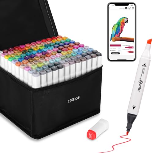 AEDAGA 120 Farben Alkohol Marker mit App, Meißel & Feine Spitze Alkohol Stifte Set, Alcohol Marker für Künstler, Twin Marker Alkoholbasis für Malerei, Zeichnen & Illustrationen AEDAGA 120 Farben Alkohol Marker mit App, Meißel & Feine Spitze Alkohol Stifte Set, Alcohol Marker für Künstler, Twin Marker Alkoholbasis für Malerei, Zeichnen & Illustrationen von AEDAGA