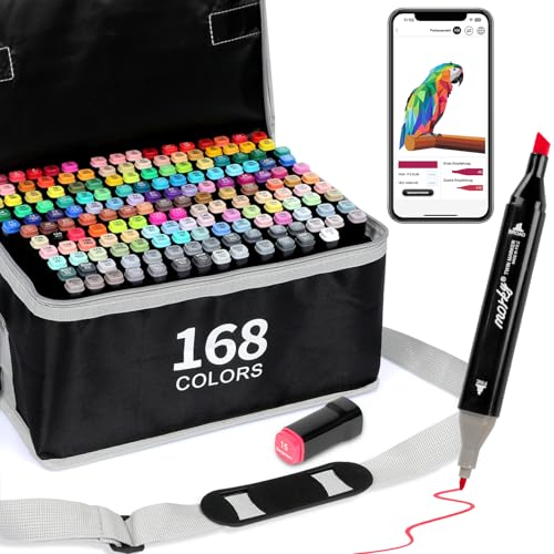 AEDAGA 168+2 Farben Alkohol Marker mit App, Meißel & Feine Spitze Alkohol Stifte Set, Alcohol Marker für Künstler, Twin Marker Alkoholbasis für Malerei, Zeichnen & Illustrationen AEDAGA 168+2 Farben Alkohol Marker mit App, Meißel & Feine Spitze Alkohol Stifte Set, Alcohol Marker für Künstler, Twin Marker Alkoholbasis für Malerei, Zeichnen & Illustrationen von AEDAGA