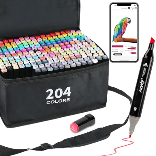 AEDAGA 204 Farben Alkohol Marker mit App, Meißel & Feine Spitze Alkohol Stifte Set, Alcohol Marker für Künstler, Twin Marker Alkoholbasis für Malerei, Zeichnen & Illustrationen AEDAGA 204 Farben Alkohol Marker mit App, Meißel & Feine Spitze Alkohol Stifte Set, Alcohol Marker für Künstler, Twin Marker Alkoholbasis für Malerei, Zeichnen & Illustrationen von AEDAGA