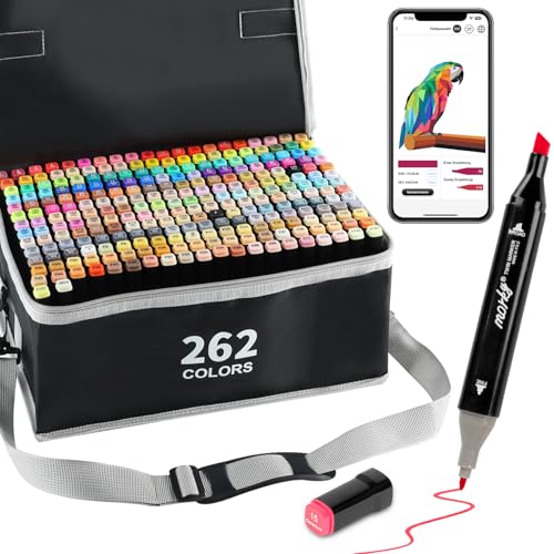 AEDAGA 262 Farben Alkohol Marker mit App, Meißelspitze und Feinspitze, Alcohol Marker für Künstler, Twin Marker Alkoholbasis für Malerei, Zeichnen & Illustrationen AEDAGA 262 Farben Alkohol Marker mit App, Meißelspitze und Feinspitze, Alcohol Marker für Künstler, Twin Marker Alkoholbasis für Malerei, Zeichnen & Illustrationen von AEDAGA