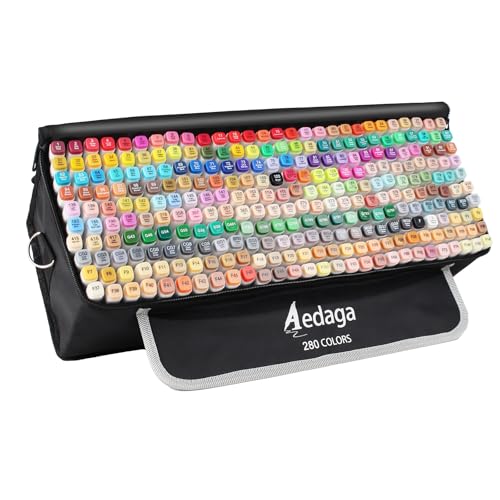 AEDAGA 280 Farben Alkohol Marker mit App, Doppelspitze Alcohol Marker mit Ständer-Etui für Erwachsene & Kinder, Alkohol Stifte für Malen, Skizzieren & Zeichnen AEDAGA 280 Farben Alkohol Marker mit App, Doppelspitze Alcohol Marker mit Ständer-Etui für Erwachsene & Kinder, Alkohol Stifte für Malen, Skizzieren & Zeichnen von AEDAGA