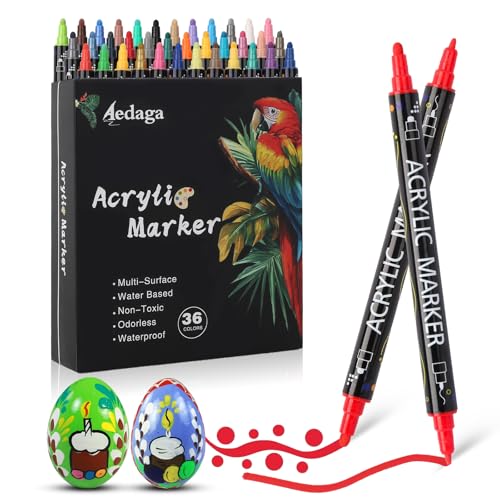 AEDAGA 36 Farben Acrylstifte Für Steine Wasserfest, Acrylfarben Set Stifte Doppelköpfig, Acrylic Paint Marker Für Kinder Erwachsene, Acryl Marker Set Für Glas, Stein, Holz, Leinwand, Papier, Keramik AEDAGA 36 Farben Acrylstifte Für Steine Wasserfest, Acrylfarben Set Stifte Doppelköpfig, Acrylic Paint Marker Für Kinder Erwachsene, Acryl Marker Set Für Glas, Stein, Holz, Leinwand, Papier, Keramik von AEDAGA