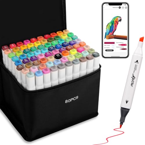 AEDAGA 80 Farben Alkoholmarker Set mit App, Meißelspitze und Feinspitze, Alcohol Marker für Künstler, Twinmarker Alkoholbasis für Malerei, Zeichnen & Illustrationen AEDAGA 80 Farben Alkoholmarker Set mit App, Meißelspitze und Feinspitze, Alcohol Marker für Künstler, Twinmarker Alkoholbasis für Malerei, Zeichnen & Illustrationen von AEDAGA