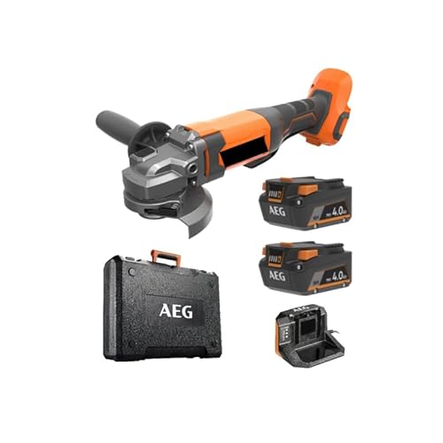 AEG - 125 mm Akku-Winkelschleifer 18 Volt, 9200 U/min mit 2 Pro Lithium-Akkus 4,0 Ah, Ladegerät und Tasche - BEWS18-125X2-402B AEG - 125 mm Akku-Winkelschleifer 18 Volt, 9200 U/min mit 2 Pro Lithium-Akkus 4,0 Ah, Ladegerät und Tasche - BEWS18-125X2-402B von AEG