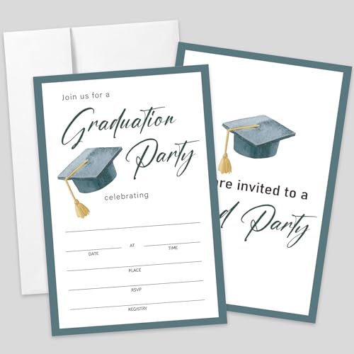 AEHIE Einladungen für Abschlussfeier 2024, mit Umschlägen, doppelseitig bedruckt, Party-Einladungskarten für Hochschulabschluss, Feiern, Abschlussfeiern, Einladungen zum Schulabschluss, 20 Sets von AEHIE