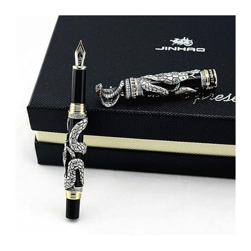 AEHON Füllfederhalter aus Metall, Schlange mit luxuriöser Kalligraphie-Tinte, Kobra, 3D-Muster, Geschenk, 0,5 Feder, Bürobedarf, Stift (E) von AEHON
