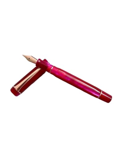 AEHON Glatter Acryl-Füllfederhalter, EF/F-Feder, schönes Marmor-Bernstein-Muster, Tinte, Schreiben, Geschenk, Büro, Geschäft (Rot, M (0,8 mm) von AEHON