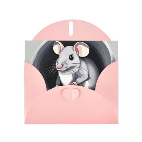 AEKGOHP Rosa Grußkarte Maus im Loch Drucke für festliche Geburtstagsparty Einladung von AEKGOHP