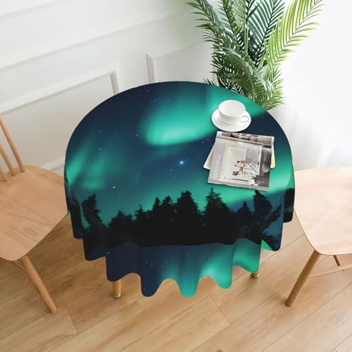 AEKGOHP Runde dekorative Tischdecke, 152,4 cm, Himmels-Aurora-Drucke, wasserdicht, waschbar und wiederverwendbar, für Essen, Kaffee, Picknick, Hochzeit, Party AEKGOHP Runde dekorative Tischdecke, 152,4 cm, Himmels-Aurora-Drucke, wasserdicht, waschbar und wiederverwendbar, für Essen, Kaffee, Picknick, Hochzeit, Party von AEKGOHP