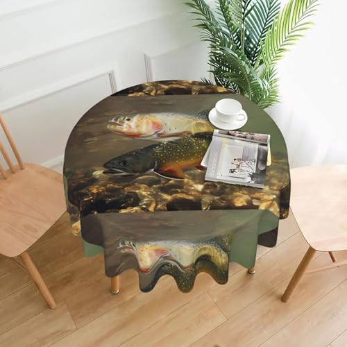 AEKGOHP Runde dekorative Tischdecke, 152,4 cm, Motiv: Bachforelle, Fliegenfischen, wasserdicht, waschbar und wiederverwendbar, für Essen, Kaffee, Picknick, Hochzeit, Party AEKGOHP Runde dekorative Tischdecke, 152,4 cm, Motiv: Bachforelle, Fliegenfischen, wasserdicht, waschbar und wiederverwendbar, für Essen, Kaffee, Picknick, Hochzeit, Party von AEKGOHP