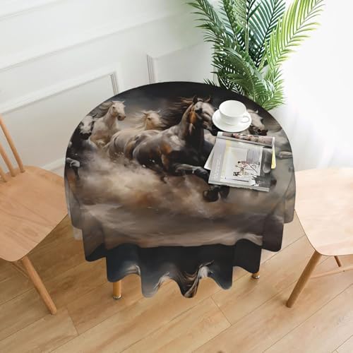 AEKGOHP Runde dekorative Tischdecke, 152,4 cm, Motiv: Pferde, wasserdicht, waschbar und wiederverwendbar, für Essen, Kaffee, Picknick, Hochzeit, Party AEKGOHP Runde dekorative Tischdecke, 152,4 cm, Motiv: Pferde, wasserdicht, waschbar und wiederverwendbar, für Essen, Kaffee, Picknick, Hochzeit, Party von AEKGOHP