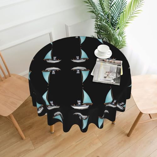 AEKGOHP Runde dekorative Tischdecke, 152,4 cm, Motiv: Wolf auf einem Segelboot, wasserdicht, waschbar und wiederverwendbar, für Essen, Kaffee, Picknick, Hochzeit, Party AEKGOHP Runde dekorative Tischdecke, 152,4 cm, Motiv: Wolf auf einem Segelboot, wasserdicht, waschbar und wiederverwendbar, für Essen, Kaffee, Picknick, Hochzeit, Party von AEKGOHP