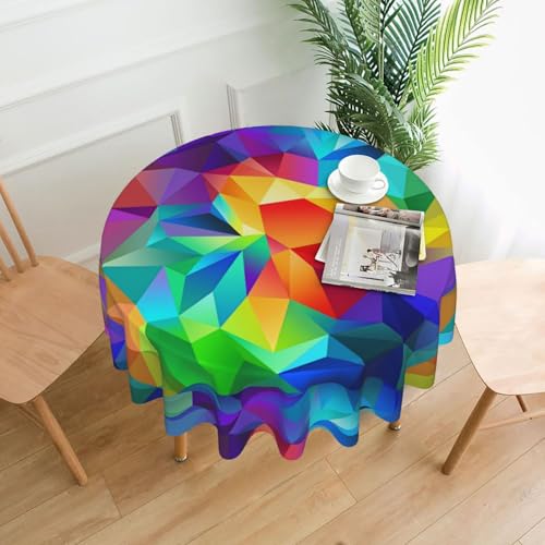 AEKGOHP Runde dekorative Tischdecke, 152,4 cm, Regenbogen-geometrische Drucke, wasserdicht, waschbar und wiederverwendbar, für Essen, Kaffee, Picknick, Hochzeit, Party AEKGOHP Runde dekorative Tischdecke, 152,4 cm, Regenbogen-geometrische Drucke, wasserdicht, waschbar und wiederverwendbar, für Essen, Kaffee, Picknick, Hochzeit, Party von AEKGOHP