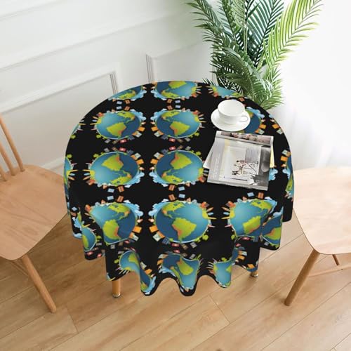 AEKGOHP Runde dekorative Tischdecke, 152,4 cm, Reisen um die Welt mit Träumen, wasserdicht, waschbar und wiederverwendbar, für Essen, Kaffee, Picknick, Hochzeit, Party AEKGOHP Runde dekorative Tischdecke, 152,4 cm, Reisen um die Welt mit Träumen, wasserdicht, waschbar und wiederverwendbar, für Essen, Kaffee, Picknick, Hochzeit, Party von AEKGOHP