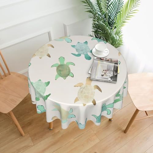 AEKGOHP Runde dekorative Tischdecke, 152,4 cm, Schildkrötenmuster, wasserdicht, waschbar und wiederverwendbar, für Essen, Kaffee, Picknick, Hochzeit, Party AEKGOHP Runde dekorative Tischdecke, 152,4 cm, Schildkrötenmuster, wasserdicht, waschbar und wiederverwendbar, für Essen, Kaffee, Picknick, Hochzeit, Party von AEKGOHP