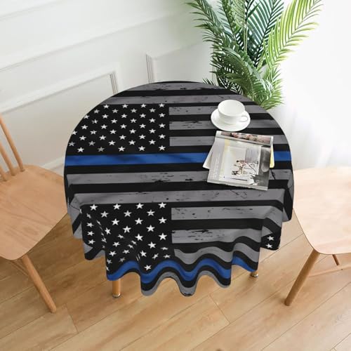 AEKGOHP Runde dekorative Tischdecke, 152,4 cm, amerikanische dünne blaue Flagge, Drucke, wasserdicht, waschbar und wiederverwendbar, für Essen, Kaffee, Picknick, Hochzeit, Party AEKGOHP Runde dekorative Tischdecke, 152,4 cm, amerikanische dünne blaue Flagge, Drucke, wasserdicht, waschbar und wiederverwendbar, für Essen, Kaffee, Picknick, Hochzeit, Party von AEKGOHP