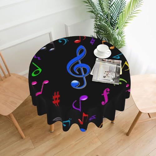 AEKGOHP Runde dekorative Tischdecke, 152,4 cm, bunte pentatonische Musikdrucke, wasserdicht, waschbar und wiederverwendbar, für Esszimmer, Kaffee, Picknick, Hochzeit, Party AEKGOHP Runde dekorative Tischdecke, 152,4 cm, bunte pentatonische Musikdrucke, wasserdicht, waschbar und wiederverwendbar, für Esszimmer, Kaffee, Picknick, Hochzeit, Party von AEKGOHP