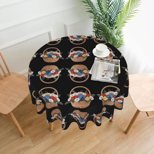 AEKGOHP Runde dekorative Tischdecke, 152,4 cm, gewebte Wollblumendrucke, wasserdicht, waschbar und wiederverwendbar, für Essen, Kaffee, Picknick, Hochzeit, Party AEKGOHP Runde dekorative Tischdecke, 152,4 cm, gewebte Wollblumendrucke, wasserdicht, waschbar und wiederverwendbar, für Essen, Kaffee, Picknick, Hochzeit, Party von AEKGOHP