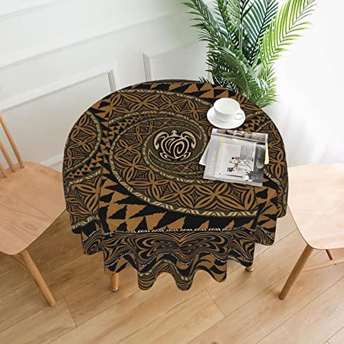 AEKGOHP Runde dekorative Tischdecke, 152,4 cm, hawaiianische Tapa-Honu-Schildkröten-Drucke, wasserdicht, waschbar und wiederverwendbar, für Essen, Kaffee, Picknick, Hochzeit, Party AEKGOHP Runde dekorative Tischdecke, 152,4 cm, hawaiianische Tapa-Honu-Schildkröten-Drucke, wasserdicht, waschbar und wiederverwendbar, für Essen, Kaffee, Picknick, Hochzeit, Party von AEKGOHP